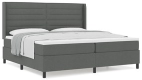 vidaXL Κρεβάτι Box Spring με Στρώμα Σκούρο Γκρι 200x200 εκ. Υφασμάτινο