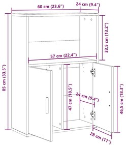 Βιβλιοθήκη Μαύρη Δρυς 60x24x85 εκ. Κατασκευασμένο ξύλο - Μαύρο