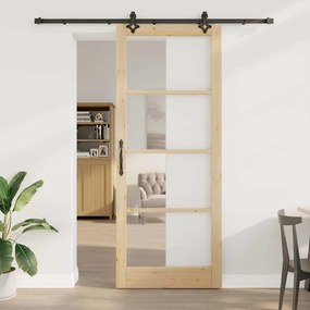 vidaXL Συρόμενη Πόρτα  με Σετ Υλικών 93x232 εκ Στερεό Ξύλο Πεύκου