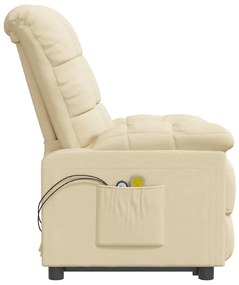 vidaXL Πολυθρόνα Μασάζ Ηλεκτρική Κρεμ Υφασμάτινη
