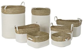 Σετ Καλαθιών DKD Home Decor Λευκό Καφέ Φυσική ίνα 41 x 41 x 52,5 cm