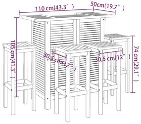 Σετ Επίπλων Μπαρ Κήπου 5 Τεμαχίων από Μασίφ Ξύλο Ακακίας - Καφέ