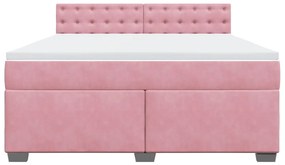 vidaXL Κρεβάτι Boxspring με Στρώμα Ροζ 180x200 εκ. Βελούδινο