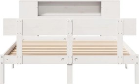 vidaXL Κρεβάτι Βιβλιοθήκη Χωρίς Στρώμα Λευκό 135x190 εκ Μασίφ Πεύκο