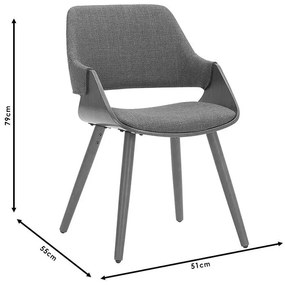 Πολυθρόνα Allegra ύφασμα γκρι-πόδι καρυδί 51x55x79 εκ.