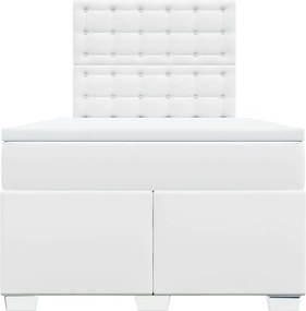 vidaXL Κρεβάτι Boxspring με Στρώμα Λευκό 120x200εκ.από Συνθετικό Δέρμα