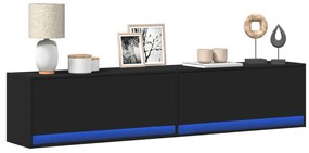 vidaXL Έπιπλο Τοίχου Τηλεόρασης με LED Μαύρο 180x31x38 εκ.