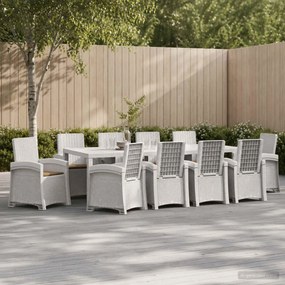 vidaXL Σέτ φαγητού για κήπο 11 τμχ. Λευκό και Taupe 250 cm PP