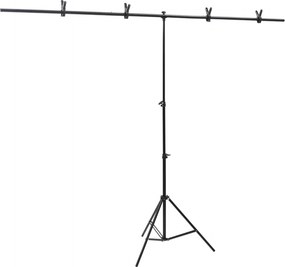 vidaXL Βάση Φόντου σε Σχήμα Τ Μαύρη 201x60x(70-200) εκ.