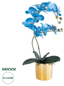 GloboStar® Artificial Garden BLUE ORCHID 21130 Διακοσμητικό Φυτό Μπλε Ορχιδέα Υ43cm