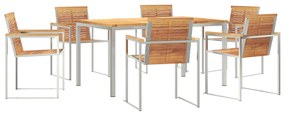 vidaXL Σετ Τραπεζαρίας Κήπου 7 κομματιών  από Μασίφ Ξύλο Teak