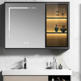 Καθρέφτης Elite Led 3MELI090SMG 90x70cm Smoke Wood, Glass