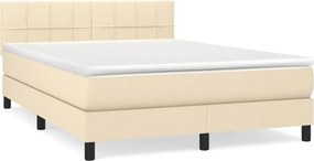 vidaXL Κρεβάτι Boxspring με Στρώμα Κρεμ 140x190 εκ. Υφασμάτινο