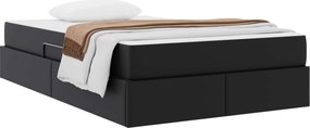 vidaXL Κρεβάτι με αποθηκευτικό χώρο και στρώμα 2 pcs Μαύρο Δέρμα