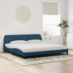 vidaXL Κρεβάτι με Στρώμα Dover Μπλε 200x200 εκ. Βελούδινο