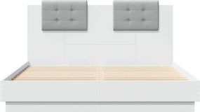 vidaXL Πλαίσιο Κρεβατιού με Κεφαλάρι/LED Λευκό 150 x 200 εκ