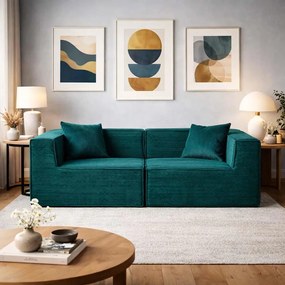 Compressed Nextdeco καναπές διθέσιος κοτλέ πράσινος Υ63x208x101εκ.