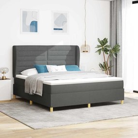vidaXL Κρεβάτι Box Spring με Στρώμα σε Σκούρο Γκρι, 180x200 εκ Ύφασμα