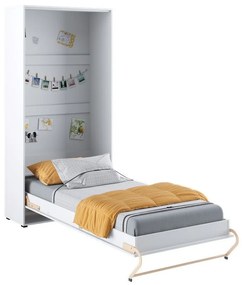 Κρεβάτι - ντουλάπα Concept Pro Lenart AH109, Μονόκλινο, Άσπρο, 90x200, Πλαστικοποιημένη μοριοσανίδα, Τάβλες για Κρεβάτι, 105x237x217cm | Epipla1.gr