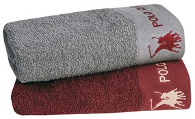 Πετσέτες Προσώπου (Σετ 2τμχ) Greenwich Polo Club 2662 Grey/Red 480gsm