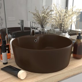 vidaXL Νιπτήρας με Υπερχείλιση Σκούρο Καφέ Ματ 36x13 εκ. Κεραμικός