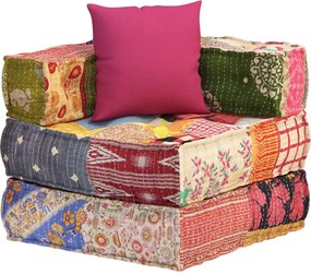 vidaXL Κάθισμα - Πουφ Αρθρωτό με Patchwork Υφασμάτινο με Μαξιλάρι