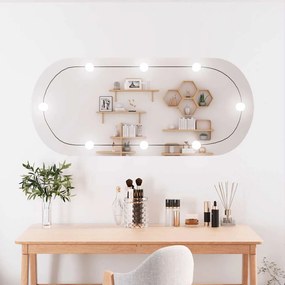 vidaXL Καθρέφτης Τοίχου Οβάλ με Φώτα LED 45x100 εκ. από Γυαλί