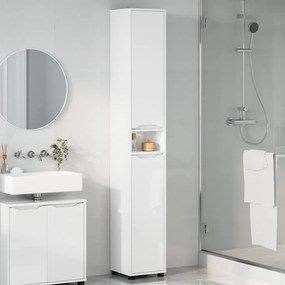 vidaXL Ντουλάπι Μπάνιου Υψηλής γυαλάδας λευκό 30,5 x 30 x 195 εκ