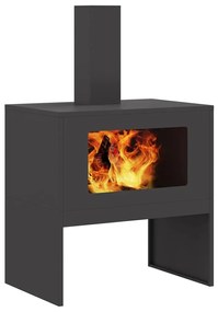vidaXL Φούρνος με Καμινάδα Μαύρος 60x40x96 εκ Ατσάλι