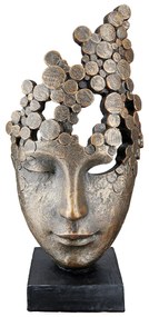 Γλυπτό -Female Mask- Μοτίβο Προσώπου Πολυρεζίνη Μπρονζέ 10x15x31.5cm