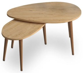 Σετ Τραπεζάκια Σαλονιού Μελαμίνης Spline 2 Τμχ Oak 80x40x46 GP022-0066,3 Megapap-GP022-0066,3-Καφέ GP022-0066,3