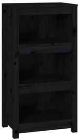 vidaXL Βιβλιοθήκη Μαύρη 50 x 35 x 97 εκ. από Μασίφ Ξύλο Πεύκου