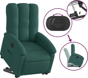 vidaXL Πολυθρόνα Ανακλινόμενη με Ανύψωση Σκούρο Πράσινη Υφασμάτινη