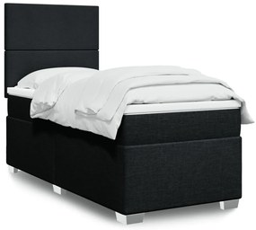 vidaXL Κρεβάτι Boxspring με Στρώμα Μαύρο 90x200 εκ. Υφασμάτινο