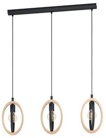 Φωτιστικό Οροφής-Ράγα 'Basildon' 43462 Black-Brown Eglo Metal,Wood