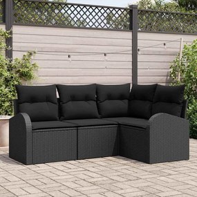 vidaXL Σετ Καναπέ Κήπου με μαξιλάρι 4 pcs Μαύρο Πολυ ράταν