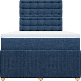 vidaXL Κρεβάτι Boxspring με Στρώμα Μπλε 120x190 εκ. Υφασμάτινο