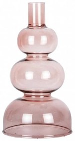 Κηροπήγιο Circles PT3893PI 10x20cm Pink Present Time Glass
