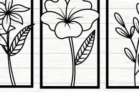 Intra απο ξύλο plywood 3mm-4mm πάχος 3 λουλουδιών Μεταλλικό ντεκόρ τοίχου Art Δίασταση 40x40 cm INTRAFABR-66787594