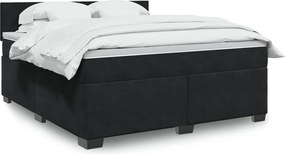 vidaXL Κρεβάτι Boxspring με Στρώμα Μαύρο 180x200 εκ. Βελούδινο