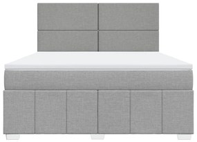 vidaXL Κρεβάτι Boxspring με Στρώμα Ανοιχτό Γκρι 180x200 εκ. Υφασμάτινο