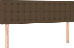 vidaXL Κρεβάτι Boxspring με Στρώμα Σκούρο Καφέ 140x200 εκ Υφασμάτινο