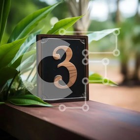 Intra Συλλεκτικό Ξύλινο Παζλ Plywood  4mm - Σκούρο ξύλο Νούμερο 3 Κρεμασμένο σε ξύλινο κιγκλίδωμα Σε Ξύλινο Κουτί - Διαστάσεις: 10x10 cm – 25 κομμάτια