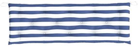 Μαξιλάρια Πάγκου 2 τεμ. Μπλε &amp; Λευκό Ριγέ 150x50x7εκ Υφασμάτινα - Πολύχρωμο