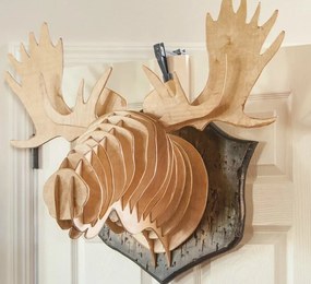 Intra απο ξύλο plywood 3mm-4mm πάχος – Moose Head 3D Ξύλινο Μοντέλο Διακοσμητικό ξύλο Τοίχου Παζλ 15x20 cm INTRAVECTRY-MY545165