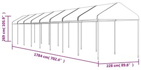 Κιόσκι με Τέντα Λευκό 17,84 x 2,28 x 2,69 μ. από Πολυαιθυλένιο - Λευκό