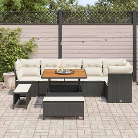 vidaXL Σετ Καναπέ Κήπου 9 pcs Μαύρο και κρεμ 100 x 100 x 71 cm