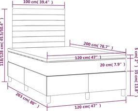vidaXL Κρεβάτι Boxspring με Στρώμα Μαύρο 120x200 εκ. Υφασμάτινο