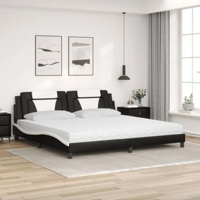 vidaXL Κρεβάτι Viana με Στρώμα Μαύρο/Λευκό 200x200εκ.Συνθ. Δέρμα