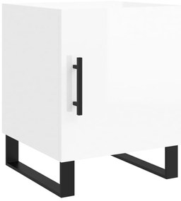 vidaXL Κομοδίνο Γυαλ. Λευκό 40 x 40 x 50 εκ. από Επεξεργασμένο Ξύλο